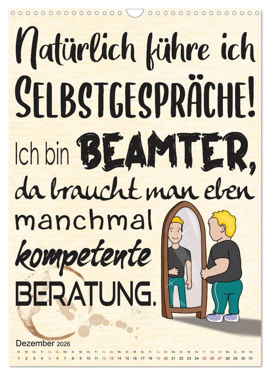 Produktbild: Beamten-Spr&uuml;che (Wandkalender 2026 DIN A3 hoch), CALVENDO Monatskalender