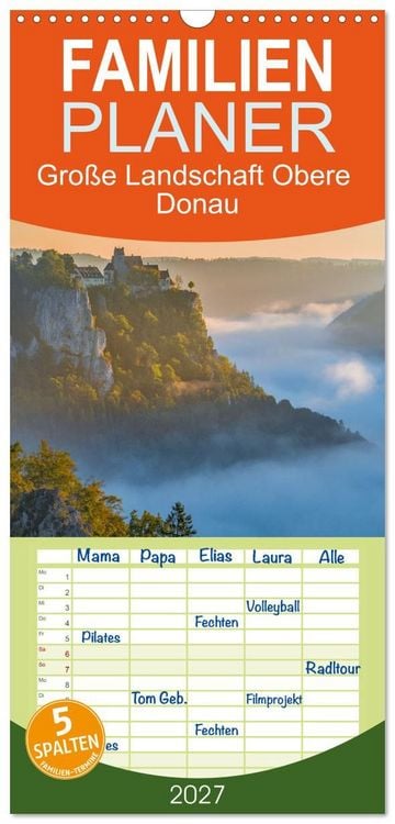 Produktbild: Familienplaner 2027 - Gro&szlig;e Landschaft Obere Donau mit 5 Spalten (Wandkalender, 21 x 45 cm) CALVENDO
