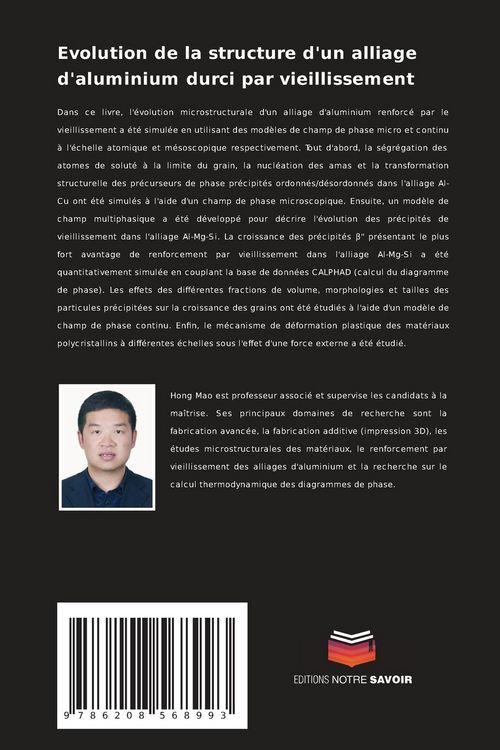 Produktbild: Evolution de la structure d'un alliage d'aluminium durci par vieillissement