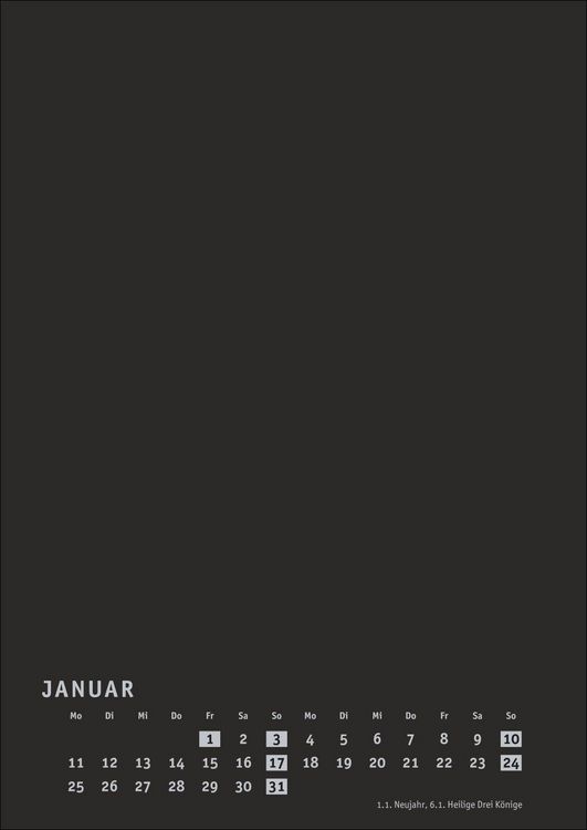 Produktbild: Premium-Bastelkalender schwarz A4 2027