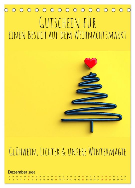 Produktbild: Gutscheinkalender - Gutschein Karten als Geschenk der Liebe (Tischkalender 2026 DIN A5 hoch), CALVENDO Monatskalender