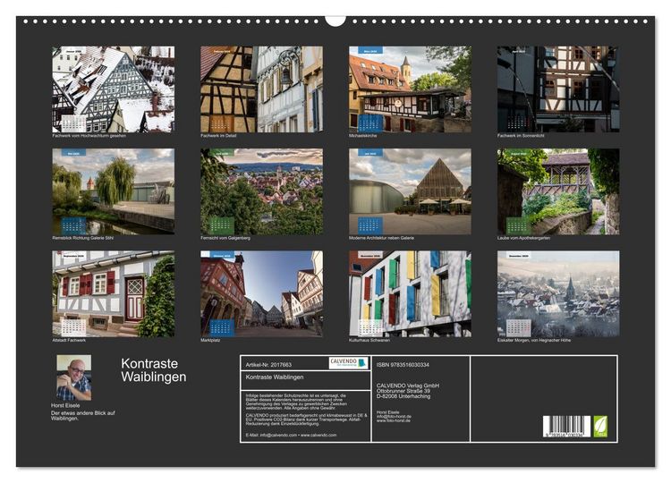 Produktbild: Kontraste Waiblingen (Wandkalender 2026 DIN A2 quer), CALVENDO Monatskalender