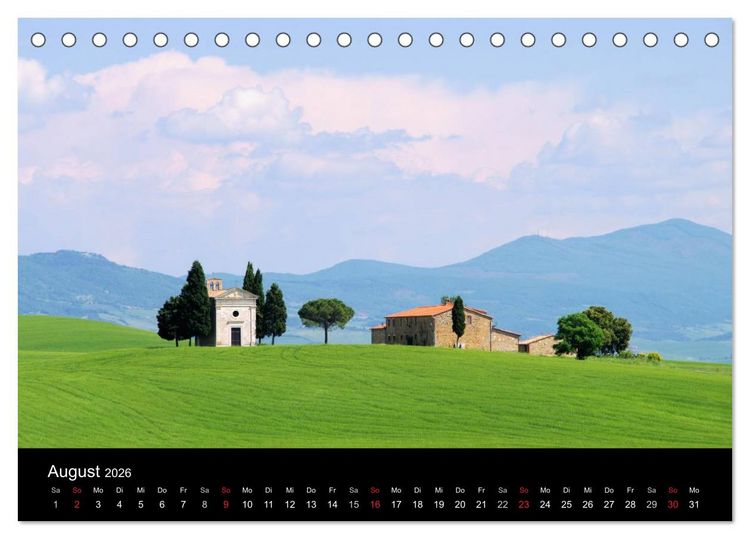 Produktbild: Toskana &ndash; Traumlandschaft in Italien (Tischkalender 2026 DIN A5 quer), CALVENDO Monatskalender