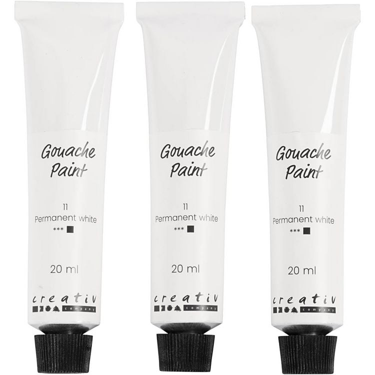Produktbild: Creativ Company Gouachefarbe, Wei&szlig;, 3x20 ml