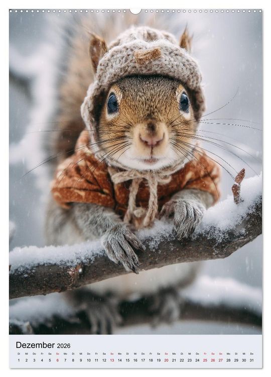 Produktbild: Eichh&ouml;rnchen Kalender - Tierkalender mit verr&uuml;ckten Eichk&auml;tzchen (Wandkalender 2026 DIN A2 hoch), CALVENDO Monatskalender