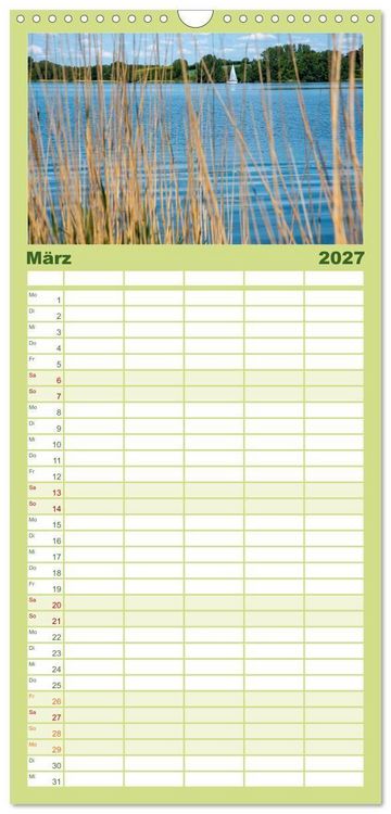 Produktbild: Familienplaner 2027 - Unterwegs entlang der Schlei mit 5 Spalten (Wandkalender, 21 x 45 cm) CALVENDO