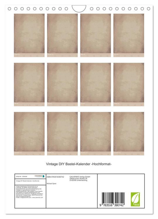 Produktbild: Vintage DIY Bastel-Kalender -Hochformat- (Wandkalender 2026 DIN A4 hoch), CALVENDO Monatskalender