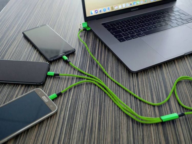 Produktbild: Smrter USB-Ladekabel USB 2.0 Apple Lightning Stecker, USB-A Stecker, USB-C&reg; Stecker, USB-Micro-B Stecker 1.20m Gr&uuml;n mit