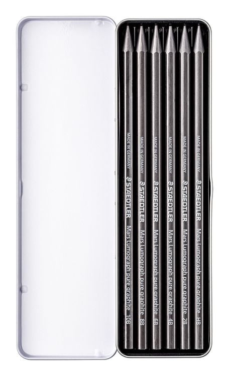 Produktbild: STAEDTLER Vollgraphitstifte Mars Lumograph, 6er Set, 6 H&auml;rtegrade