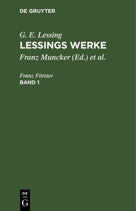 Produktbild: G. E. Lessing: Lessings Werke. Band 1