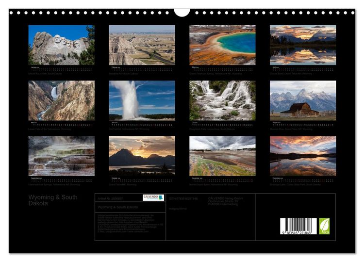 Produktbild: Wyoming & South Dakota (Wandkalender 2026 DIN A3 quer), CALVENDO Monatskalender
