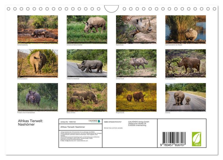 Produktbild: Afrikas Tierwelt: Nash&ouml;rner (Wandkalender 2026 DIN A4 quer), CALVENDO Monatskalender