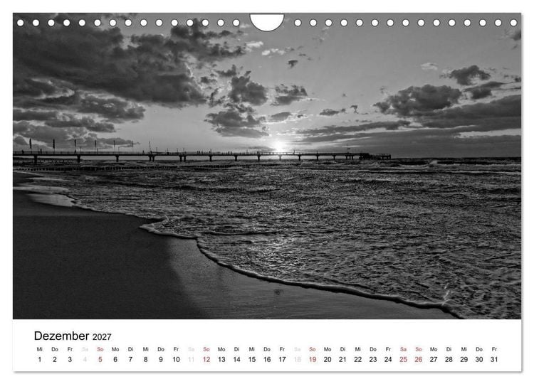 Produktbild: Ostseebad Zingst - Impressionen in Schwarz-Wei&szlig; (Wandkalender 2027 DIN A4 quer), CALVENDO Monatskalender