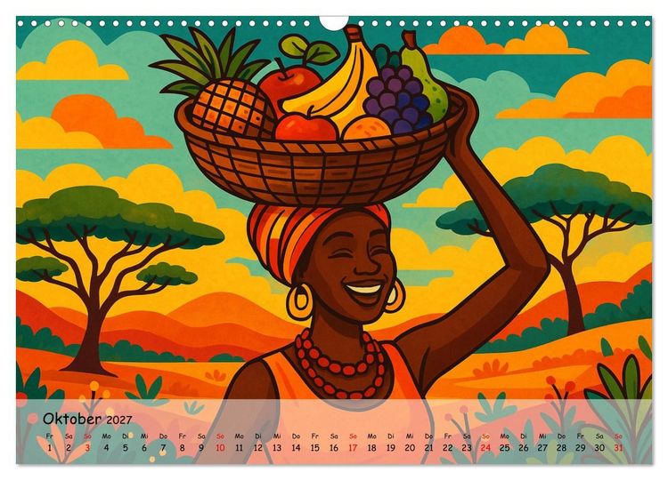 Produktbild: AFRIKA VIBES &ndash; Zw&ouml;lf Bilder voll Stolz, Leben und Licht (Wandkalender 2027 DIN A3 quer), CALVENDO Monatskalender