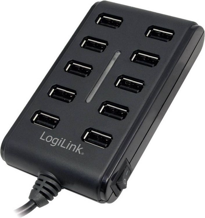 Produktbild: LogiLink UA0125 USB-Hub 10 Port USB-A USB 2.0 480MBit/s Schwarz UA0125
