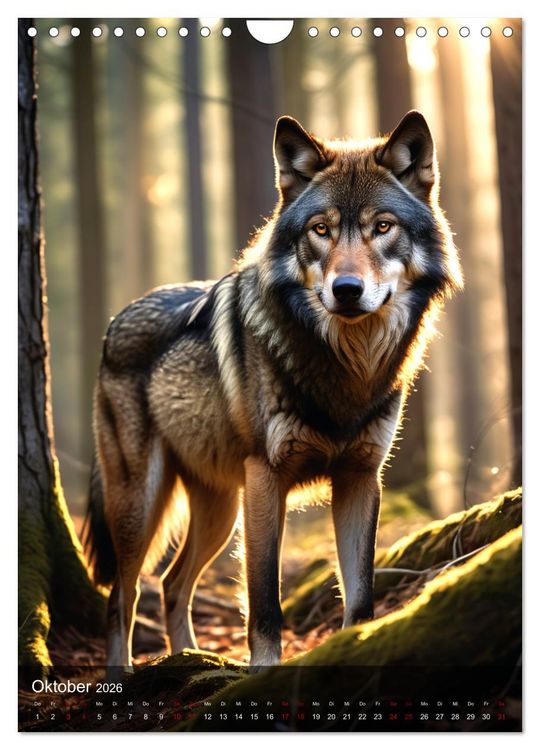 Produktbild: Der Wolf - Sehnsucht Freiheit Kraft (Wandkalender 2026 DIN A4 hoch), CALVENDO Monatskalender