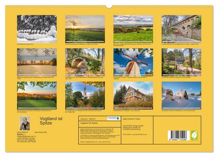 Produktbild: Vogtland ist Spitze (hochwertiger Premium Wandkalender 2026 DIN A2 quer), Kunstdruck in Hochglanz