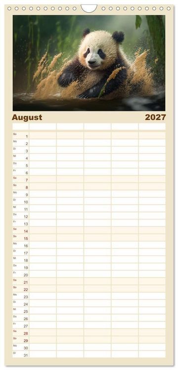Produktbild: Familienplaner 2027 - Tierkinder beim Baden mit 5 Spalten (Wandkalender, 21 x 45 cm) CALVENDO