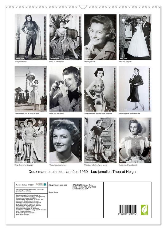 Produktbild: Deux mannequins des ann&eacute;es 1950 - Les jumelles Thea et Helga (Calendrier mural 2026 DIN A2 horizontal) calendrier de bureau