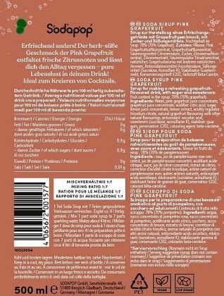 Produktbild: SODAPOP Pink Grapefruit Bar Sirup 500ml f&uuml;r 4 Liter
