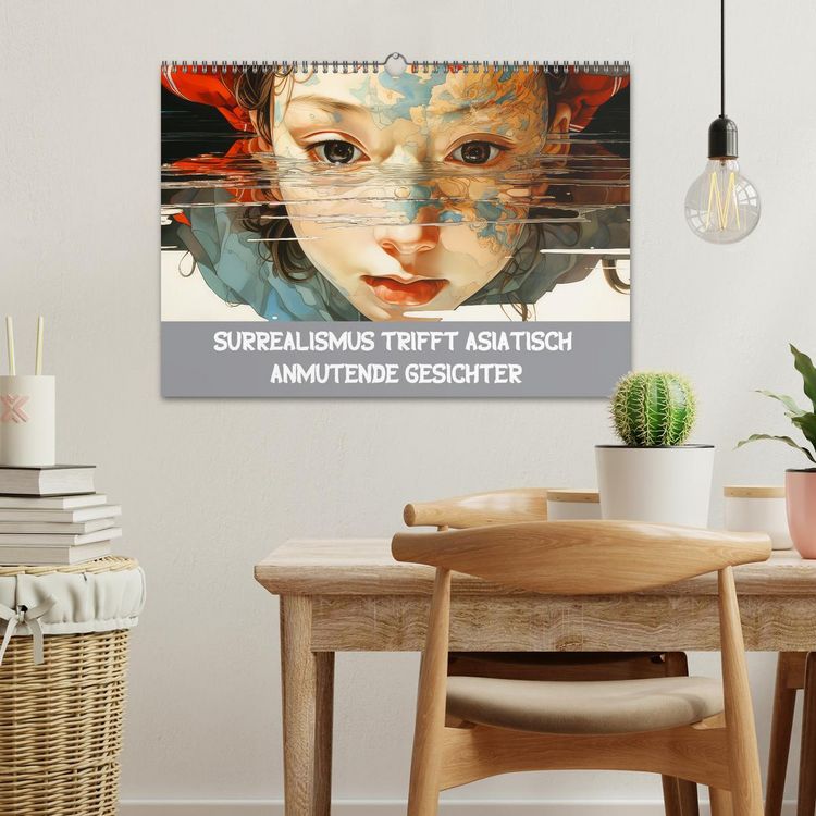 Produktbild: Surrealismus trifft asiatisch anmutende Gesichter (Wandkalender 2026 DIN A3 quer), CALVENDO Monatskalender