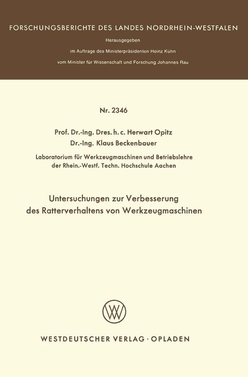 Produktbild: Untersuchungen zur Verbesserung des Ratterverhaltens von Werkzeugmaschinen