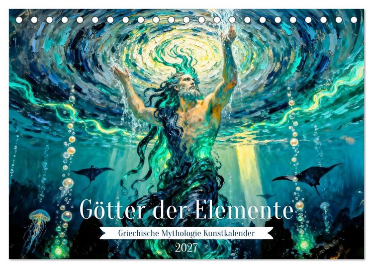 Produktbild: G&ouml;tter der Elemente - Griechische Mythologie Kunstkalender (Tischkalender 2027 DIN A5 quer), CALVENDO Monatskalender