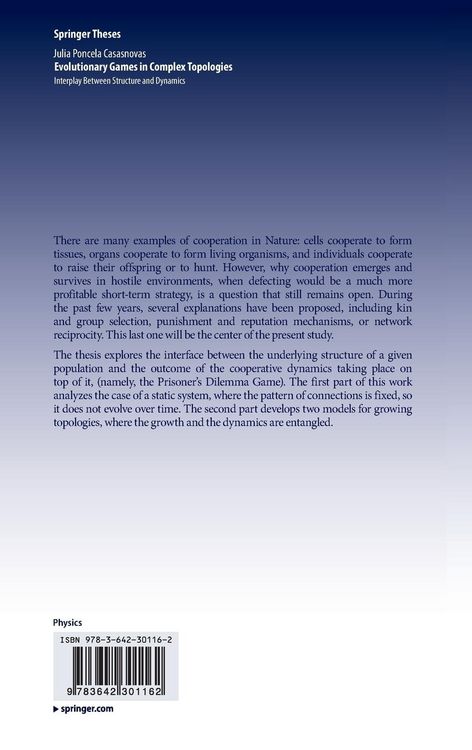 Produktbild: Evolutionary Games in Complex Topologies