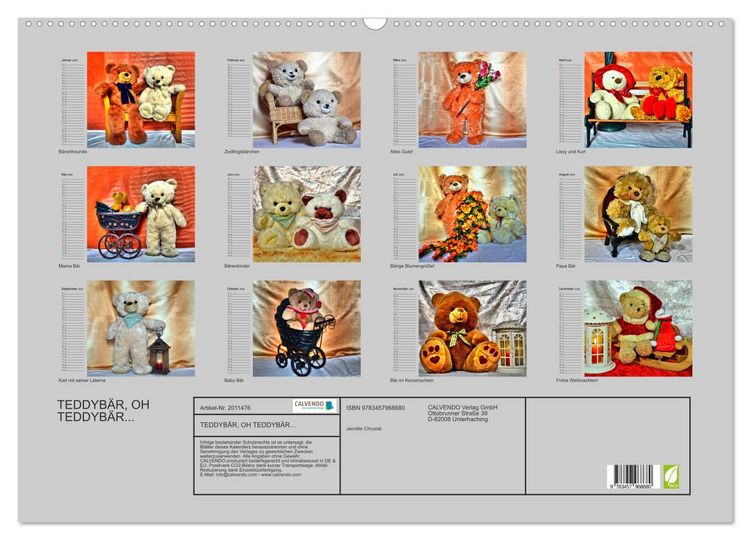 Produktbild: TEDDYB&Auml;R, OH TEDDYB&Auml;R... (Wandkalender 2026 DIN A2 quer), CALVENDO Monatskalender