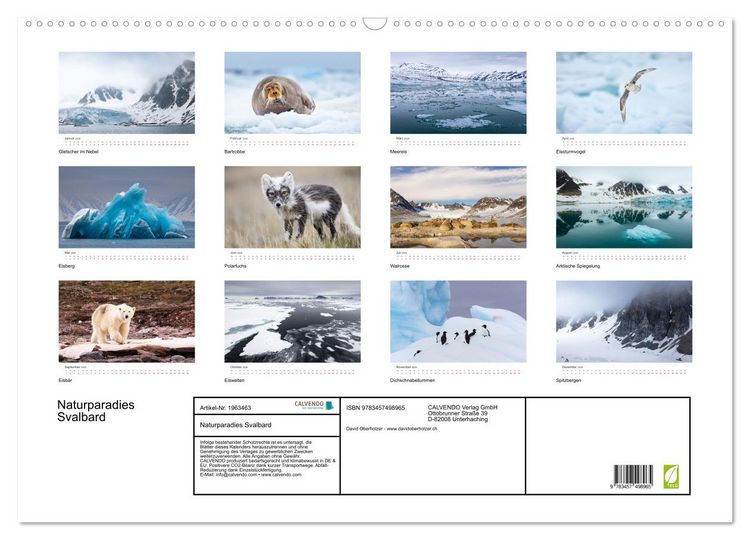 Produktbild: Naturparadies Svalbard (Wandkalender 2026 DIN A2 quer), CALVENDO Monatskalender