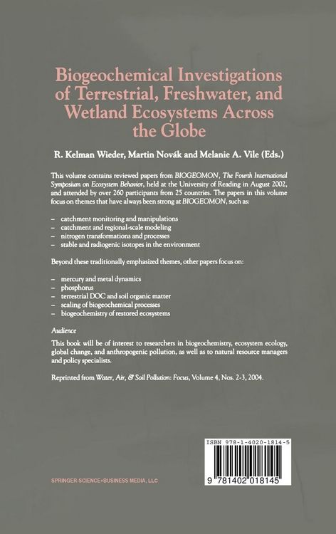 Produktbild: Biogeochemical Investigations of Terrestrial, Freshwater, and Wetland Ecosystems across the Globe