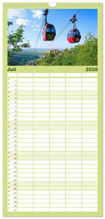 Produktbild: Familienplaner 2026 - Der Harz und sein Vorland mit 5 Spalten (Wandkalender, 21 x 45 cm) CALVENDO