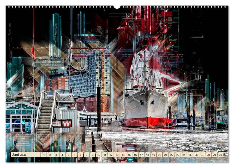 Produktbild: Hamburg abstrakt (hochwertiger Premium Wandkalender 2026 DIN A2 quer), Kunstdruck in Hochglanz