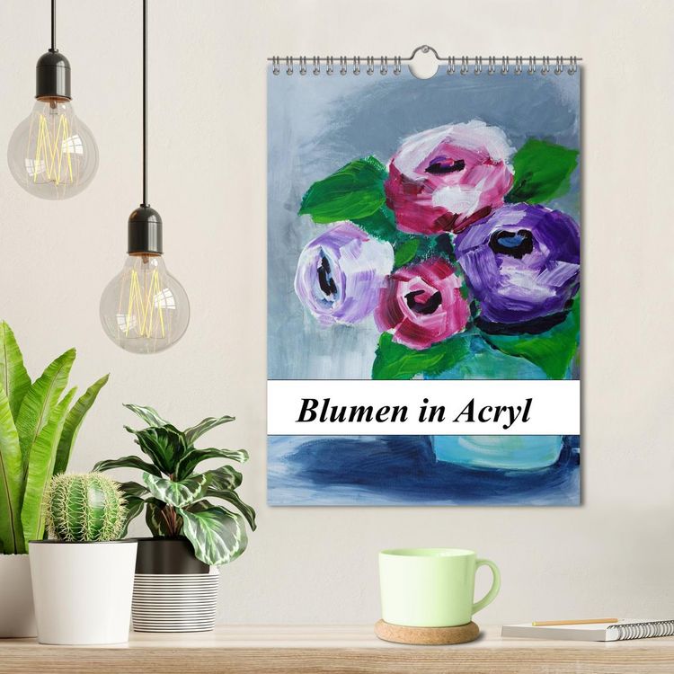 Produktbild: Blumen in Acryl (Wandkalender 2026 DIN A4 hoch), CALVENDO Monatskalender