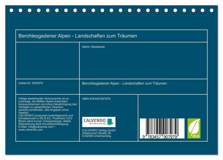 Produktbild: Berchtesgadener Alpen - Landschaften zum Tr&auml;umen (Tischkalender 2026 DIN A5 quer), CALVENDO Monatskalender