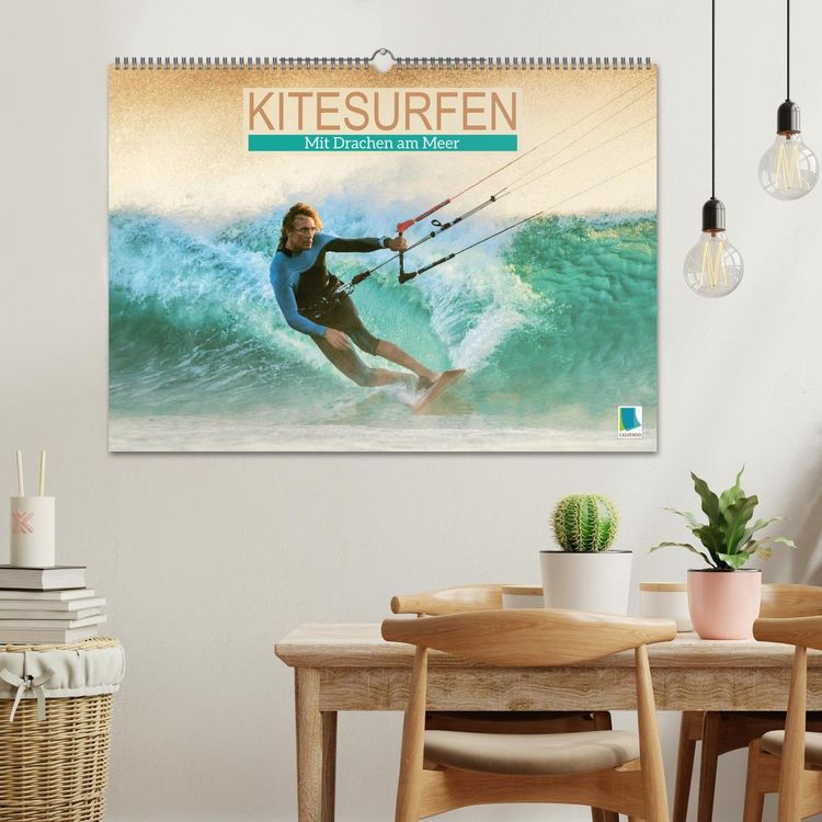 Produktbild: Kitesurfen: Mit Drachen am Meer (Wandkalender 2026 DIN A2 quer), CALVENDO Monatskalender