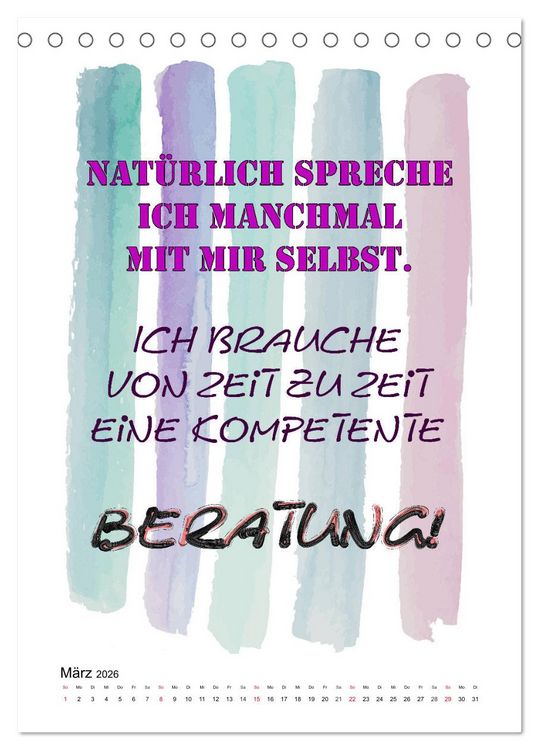 Produktbild: Humor und Ironie. Lustige Spr&uuml;che (Tischkalender 2026 DIN A5 hoch), CALVENDO Monatskalender