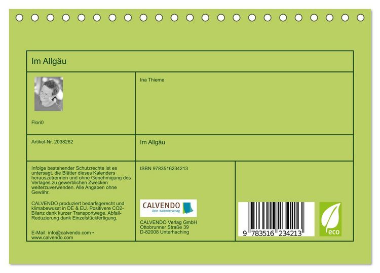Produktbild: Im Allg&auml;u (Tischkalender 2026 DIN A5 quer), CALVENDO Monatskalender