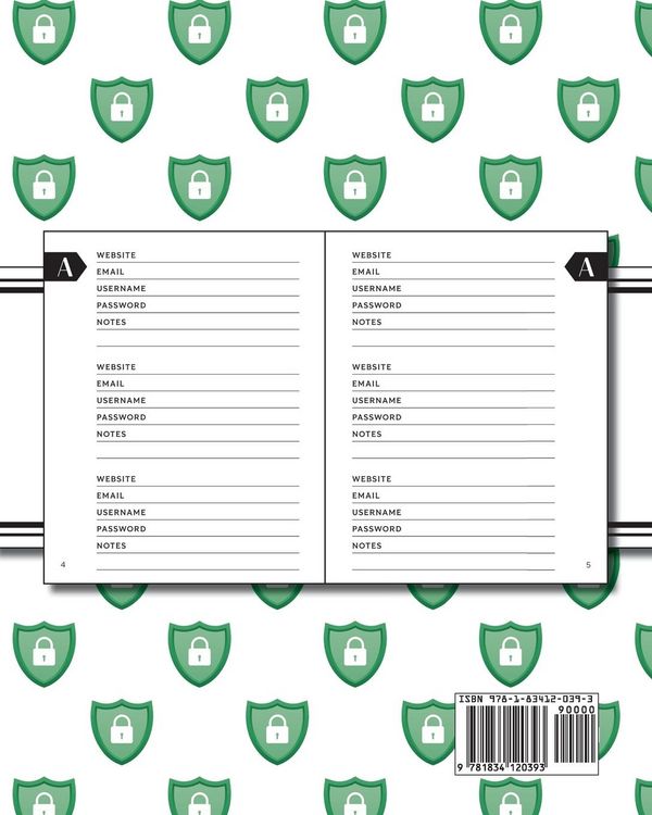 Produktbild: XL Large Print Password Tracker (Lock Shield Green)