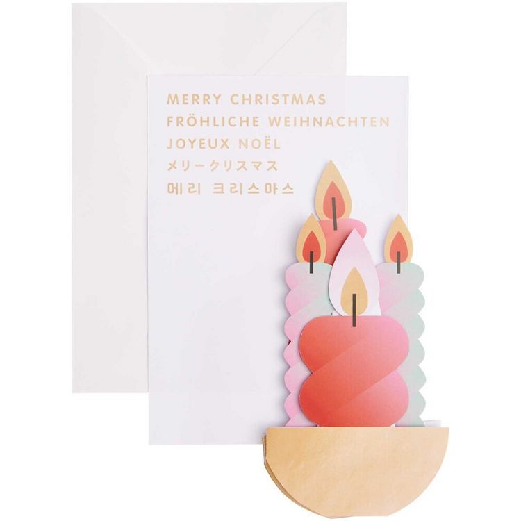 Produktbild: Zickzack-Karte Merry Christmas, Kerzen, rot,