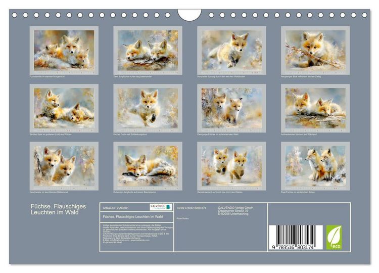 Produktbild: F&uuml;chse. Flauschiges Leuchten im Wald (Wandkalender 2027 DIN A4 quer), CALVENDO Monatskalender