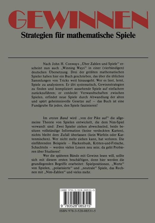 Produktbild: Gewinnen Strategien f&uuml;r mathematische Spiele