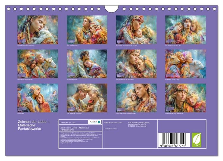 Produktbild: Zeichen der Liebe &ndash; Malerische Fantasiewerke (Wandkalender 2026 DIN A4 quer), CALVENDO Monatskalender