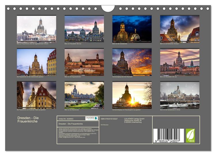 Produktbild: Dresden - Die Frauenkirche (Wandkalender 2026 DIN A4 quer), CALVENDO Monatskalender