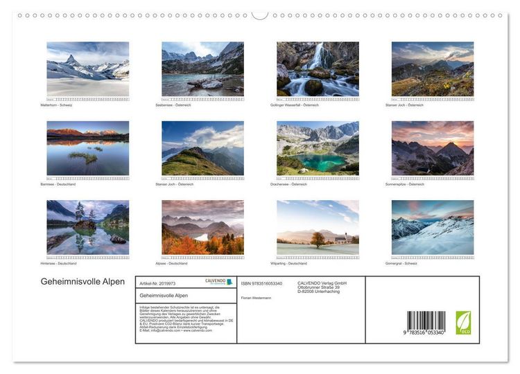 Produktbild: Geheimnisvolle Alpen (hochwertiger Premium Wandkalender 2026 DIN A2 quer), Kunstdruck in Hochglanz