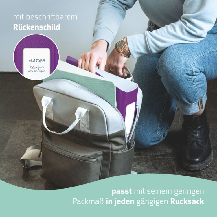 Produktbild: Brunnen Ordner &bdquo;WAVE&ldquo; Colour Code &brvbar; A4, 50 mm, Hebelmechanik mit gummiertem Griff, purple