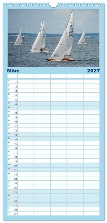 Produktbild: Familienplaner 2027 - Segelboote - Eleganz in Vollendung mit 5 Spalten (Wandkalender, 21 x 45 cm) CALVENDO