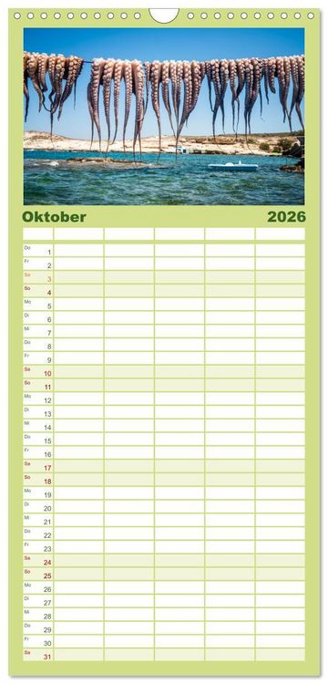 Produktbild: Familienplaner 2026 - Griechische Inseln - Ein Jahr im Mittelmeer mit 5 Spalten (Wandkalender, 21 x 45 cm) CALVENDO