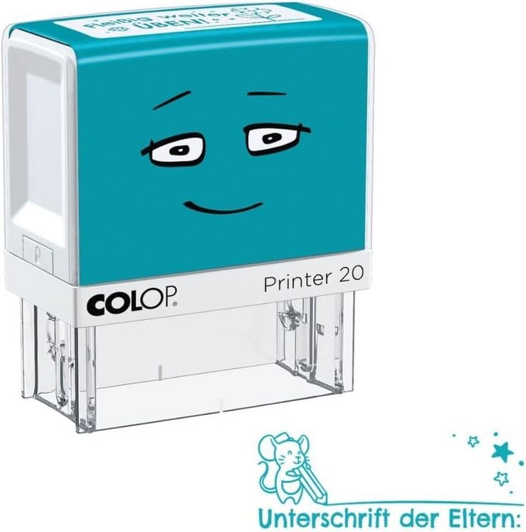Produktbild: COLOP NIO School Motivations-Stempel, Unterschrift der Eltern, Abdruckfarbe fresh mint, 38 x 14mm