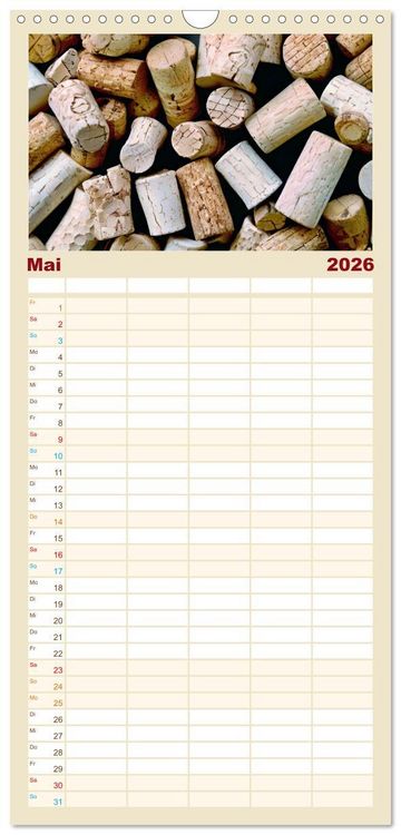 Produktbild: Familienplaner 2026 - Rebensaft - Weingenuss mit 5 Spalten (Wandkalender, 21 x 45 cm) CALVENDO